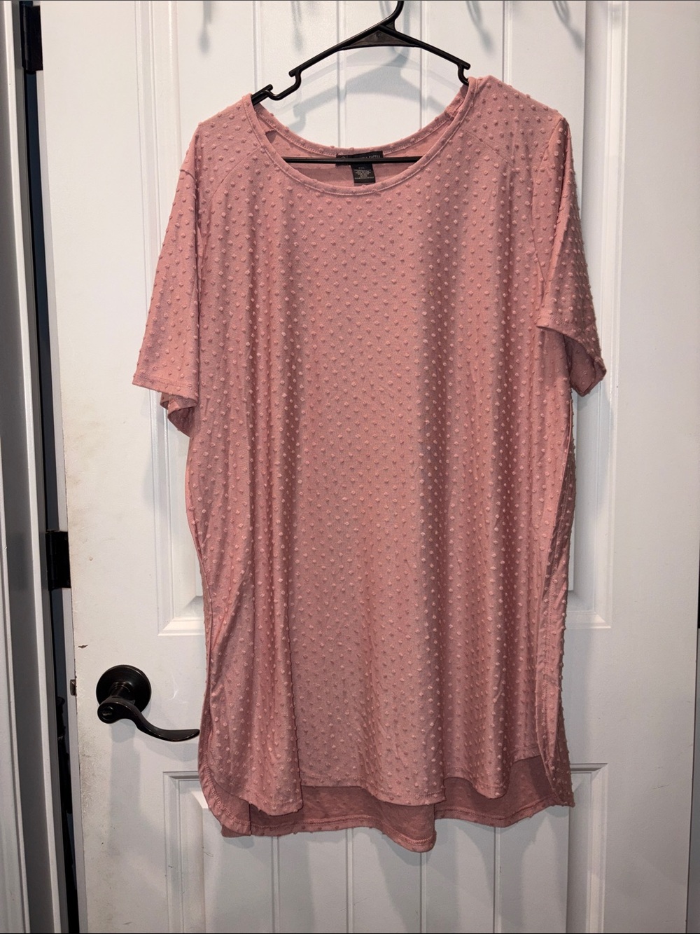 Adrianna Papell Dusty Pink Swiss Dot Short Sleeve Tunic xxl